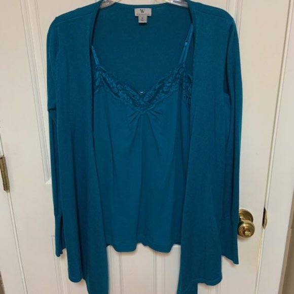 Worthington Sweaters - Cardigan Sweater with Lace Camisole  Worthington
